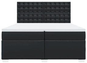 Κρεβάτι Boxspring με Στρώμα Μαύρο 200x200 εκ. Συνθετικό Δέρμα - Μαύρο