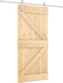 vidaXL Συρόμενη Πόρτα Φυσικό και Λευκό 95 x 210 cm