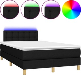vidaXL Κρεβάτι Boxspring με Στρώμα &amp; LED Μαύρο 120x200 εκ. Υφασμάτινο