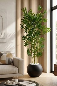 Stewehome Τεχνητό δέντρο μπαμπού με φύλλα σε σφαιρική γλάστρα Μαύρο