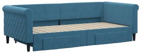 vidaXL Καναπές Κρεβάτι Συρόμενος Μπλε 90x200 εκ. Βελούδινος &amp; Συρτάρια