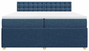 vidaXL Κρεβάτι Boxspring με Στρώμα Μπλε 200x200 εκ. Υφασμάτινο