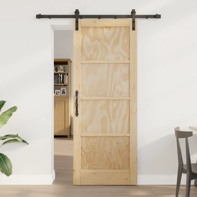 vidaXL Συρόμενη Πόρτα με Σετ Υλικών 78x202 εκ. Στερεό Ξύλο Πεύκου