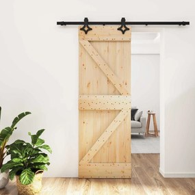 vidaXL Συρόμενη Πόρτα Φυσικό και Μαύρο 70 x 210 cm