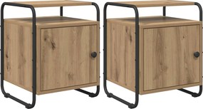vidaXL Κομοδίνο 2 τμχ. Artisan Δρυς Επεξεργασμένο Ξύλο
