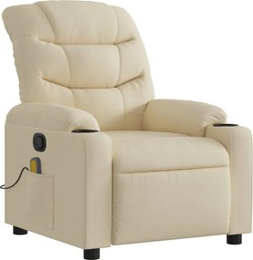 vidaXL Πολυθρόνα Μασάζ Ανακλινόμενη Κρεμ Υφασμάτινη