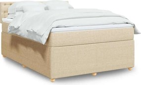 vidaXL Κρεβάτι Boxspring με Στρώμα Κρεμ 140x190 εκ. Υφασμάτινο