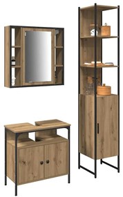 vidaXL Σετ Ντουλαπιών Μπάνιου 3 pcs artisan δρυς 33 x 33 x 185.5 εκ