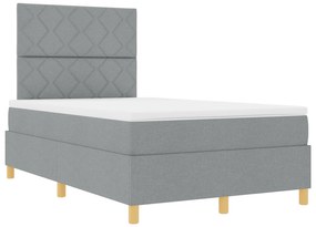 vidaXL Κρεβάτι Box Spring με Στρώμα & LED Ανοιχτό Γκρι 120x200 εκ. Ύφασμα