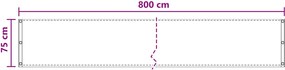 vidaXL Οθόνη Μπαλκονιού Ορθογώνιος 75 x 800 cm HDPE και Αλουμίνιο
