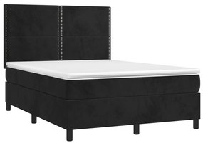 vidaXL Κρεβάτι Boxspring με Στρώμα Μαύρο 140x200 εκ. Βελούδινο
