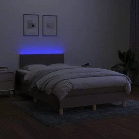 ΚΡΕΒΑΤΙ BOXSPRING ΜΕ ΣΤΡΩΜΑ &amp; LED TAUPE 120X190 ΕΚ. ΥΦΑΣΜΑΤΙΝΟ 3270085