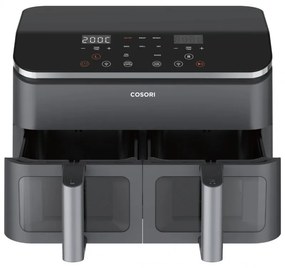 Διπλή φριτέζα ζεστού αέρα Cosori Dual Basket CAF-R901-AEU, 1750 W, 8,5 l, 8 προγράμματα, Χρονοδιακόπτης, Οθόνη αφής, Μαύρο