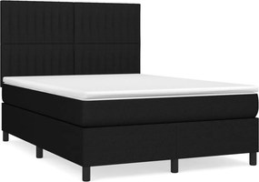 vidaXL Κρεβάτι Boxspring με Στρώμα Μαύρο 140x190 εκ. Υφασμάτινο