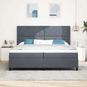 vidaXL Κρεβάτι με ελατήρια Σκούρο γκρι 200 x 200 cm Βελούδο