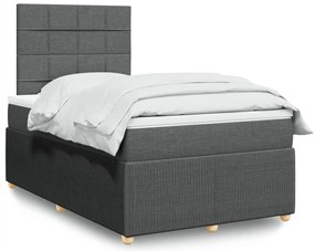 vidaXL Κρεβάτι Boxspring με Στρώμα Σκούρο Γκρι 120x200 εκ. Υφασμάτινο