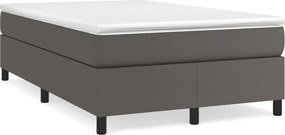 vidaXL Κρεβάτι Boxspring με Στρώμα Γκρι 120x200εκ. από Συνθετικό Δέρμα