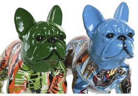 Διακοσμητική Φιγούρα Home ESPRIT Μπλε Πράσινο Πολύχρωμο Σκύλος (x2)