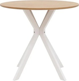 Τραπέζι Xuson φυσικό mdf-πόδι λευκό μέταλλο Φ80x75εκ 80x80x75 εκ.