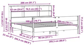 ΚΡΕΒΑΤΙ ΒΙΒΛΙΟΘΗΚΗ ΧΩΡΙΣ ΣΤΡΩΜΑ 200X200 ΕΚ ΜΑΣΙΦ ΞΥΛΟ ΠΕΥΚΟΥ 3322976