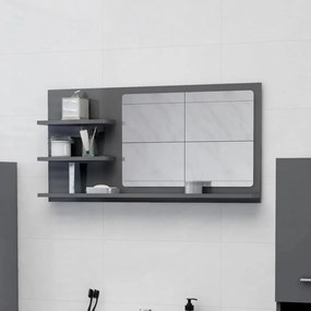 Καθρέφτης Μπάνιου Γυαλιστερό Γκρι 90x10,5x45 εκ. Μοριοσανίδα