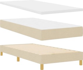 vidaXL LED Κρεβάτι με βάθρο με κεφαλάρι Κρεμ 90 x 190 cm ύφασμα