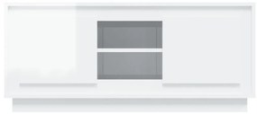 Έπιπλο Τηλεόρασης Γυαλ. Λευκό 102x35x45 εκ. Επεξεργασμένο Ξύλο - Λευκό