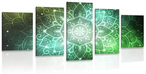 Εικόνα 5 τμημάτων Mandala με γαλαξιακό φόντο σε αποχρώσεις του πράσινου