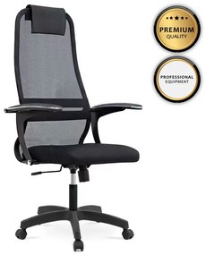 0077696 Καρέκλα γραφείου Sheriff Megapap με ύφασμα Mesh χρώμα μαύρο 66,5x70x123/133εκ.  Mesh ύφασμα/Μέταλλο/Πολυκαρμπονικό/Δέρμα, 1 Τεμάχιο