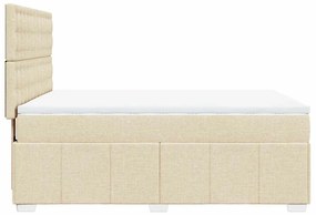 vidaXL Κρεβάτι Boxspring με Στρώμα Κρεμ 140x190 εκ. Υφασμάτινο