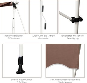 Costway Ρυθμιζόμενη Τεντοπέργκολα 250cm, Χωρίς Τρύπημα, Αντηλιακή, Καφές OP70317CF