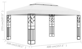 vidaXL Κιόσκι με Διπλή Οροφή Λευκό 3 x 4 μ.