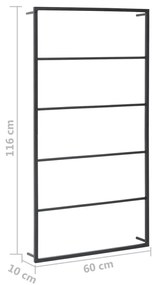 vidaXL Βάση για Πετσέτες Επιτοίχια Μαύρη 60 x 10 x 116 εκ. Ατσάλινη