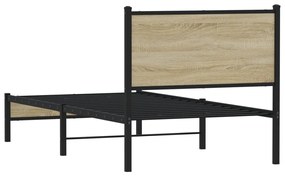 vidaXL Σκελετός Κρεβ. Χωρίς Στρώμα Sonoma Δρυς 90x200 εκ. Μεταλλικό