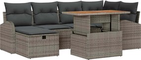vidaXL Σετ Καναπέ Κήπου 7 pcs Γκρι συνθετικό ρατάν
