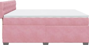 vidaXL Κρεβάτι Boxspring με Στρώμα Ροζ 200x200 εκ. Βελούδινο