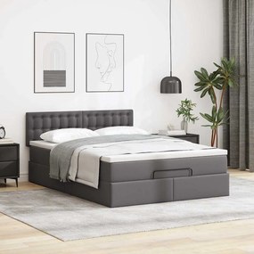 Οθωμανικό κρεβάτι με στρώμα Γκρι 140x200cm Faux Leather 3311311