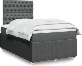 vidaXL Κρεβάτι Boxspring με Στρώμα Σκούρο Γκρι 120x200 εκ. Υφασμάτινο