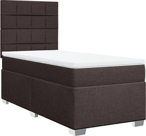 vidaXL Κρεβάτι Boxspring με Στρώμα Σκούρο Καφέ 90x200 εκ. Υφασμάτινο