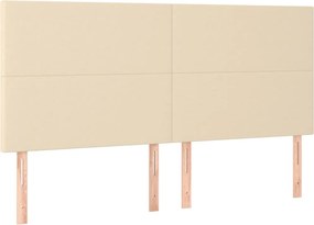 vidaXL Κρεβάτι Boxspring με Στρώμα &amp; LED Κρεμ 180x200 εκ. Υφασμάτινο