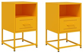 vidaXL Κομοδίνα 2 τεμ. Μουσταρδί 36x39x60,5 εκ. από Χάλυβα