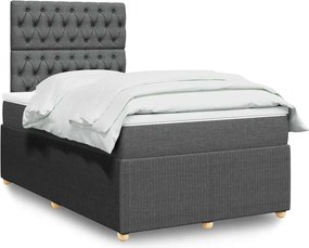 vidaXL Κρεβάτι Boxspring με Στρώμα Σκούρο Γκρι 120x190 εκ Υφασμάτινο