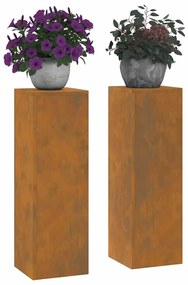 vidaXL Βάση φυτών 2 pcs Σκ rusty 24 x 24 x 75 εκ. Ατσάλι καιρό