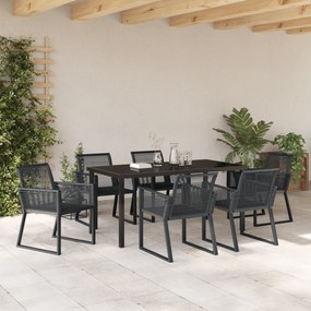 vidaXL Σετ Εξωτερικής Τραπεζαρίας 7 κομματιών  Μαύρο Πολυ Ράταν