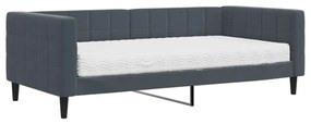 vidaXL Κρεβάτι ημέρας με στρώμα σκούρο γκρι 90x190 cm Βελούδο