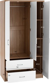 ΝΤΟΥΛΑΠΑ 3ΦΥΛΛΗ ME 2 ΣΥΡΤΑΡΙΑ CAESAR HM340.06 SONAMA - ΛΕΥΚO 89x42,5x181 εκ.