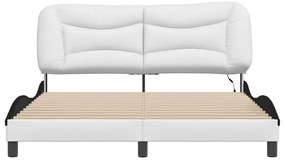 vidaXL Πλαίσιο Κρεβατιού με LED Λευκό/Μαύρο 160x200εκ. Συνθετικό Δέρμα