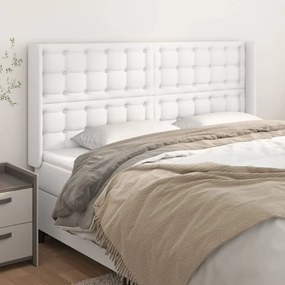 Κεφαλάρι με Πτερύγια Λευκό 163x16x118/128 εκ. Συνθετικό Δέρμα - Λευκό