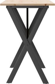 vidaXL Τραπέζι Τραπεζαρίας Πλαίσιο Χ Μασίφ Πεύκο/Ατσάλι