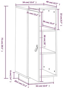 Μπουφές Γκρι 34 x 40 x 75 εκ. από Μασίφ Ξύλο Πεύκου - Γκρι